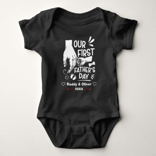 Our First Fathers Day together 2023 Custom Names Baby Bodysuit