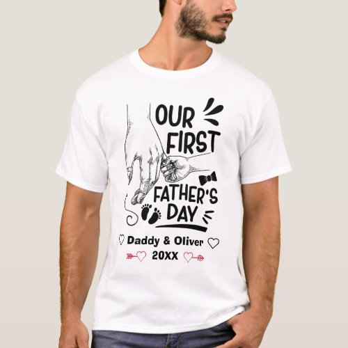Our First Fathers Day together 2023 Custom Names T_Shirt