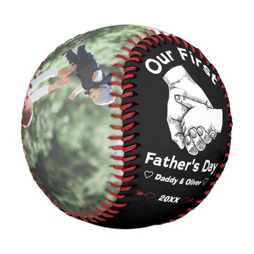 Our First Fathers Day together 2023 Custom Photo Baseball