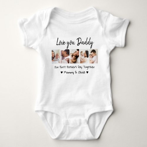 Our First Fathers Day Together 5 Photo Collage Baby Bodysuit