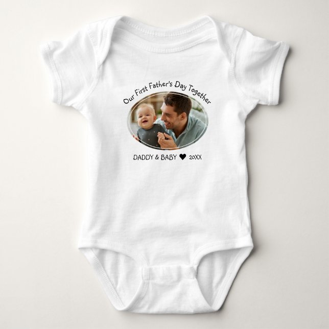 Our First Fathers Day Together Dad Baby Photo   Bodysuit (Front)