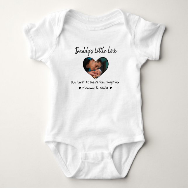 Our First Father's Day Together Heart Little Love Baby Bodysuit (Front)