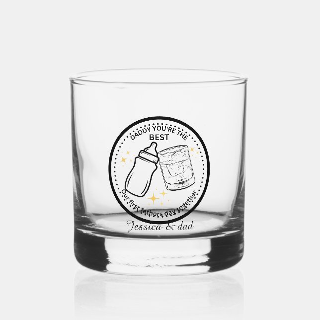 Our First Father's Day Together - Personalized  Whiskey Glass (Front)