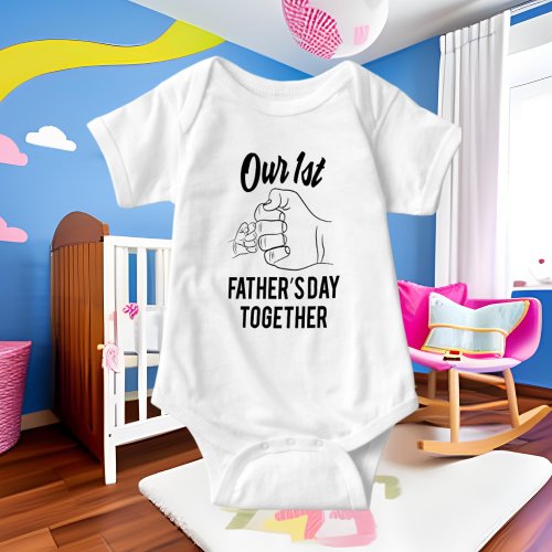 Our First Fathers Day word art Baby Bodysuit