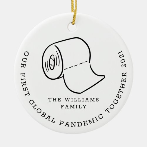 Our First Global Pandemic Christmas Holiday Photo Ceramic Ornament