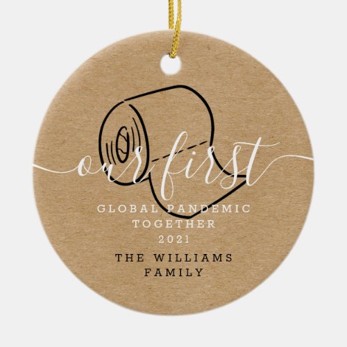 Our First Global Pandemic Christmas Holiday Photo Ceramic Ornament