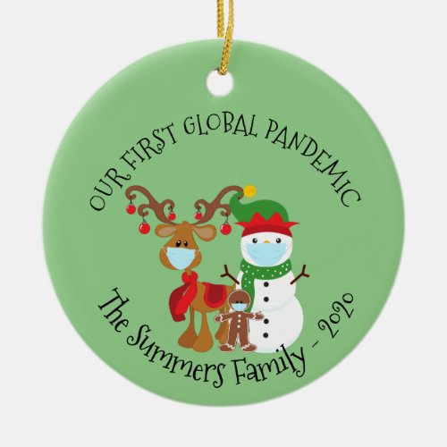 Our first Global Pandemic Custom Snowman 2020 Ceramic Ornament