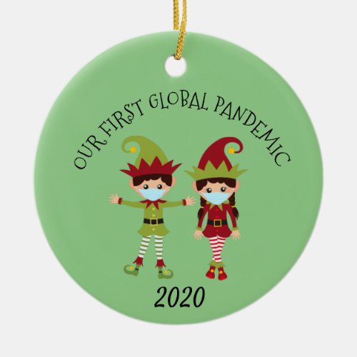Our first Global Pandemic Elf 2020 With Name Ceramic Ornament
