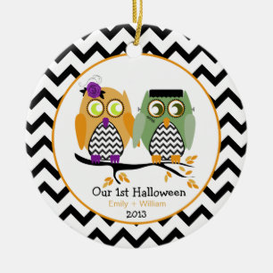 Our First Halloween Owls Personalized Ornament