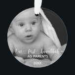 Our First Hanukkah  Parents Handwritten  Photo Ornament<br><div class="desc">This design was created though digital art. It may be personalized in the area provided or customizing by choosing the click to customize further option and changing the color, name, initials or words. You may also change the text color and style or delete the text for an image only design....</div>