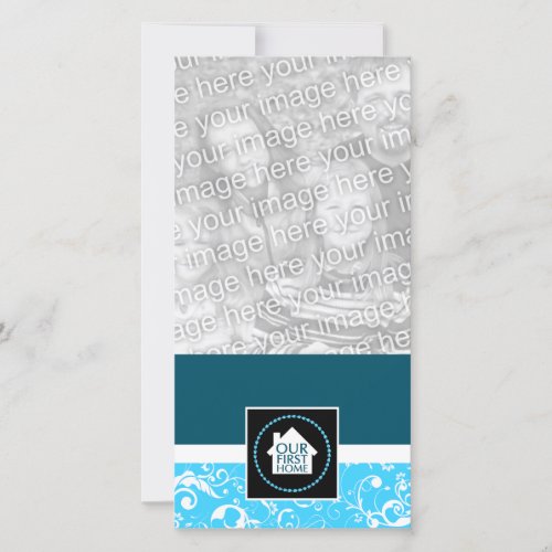 our first home blue damask announcement