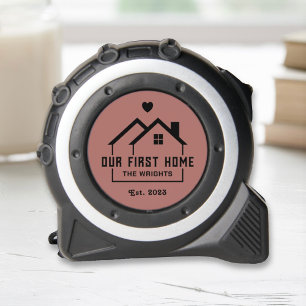 Our First Home Brick Red Custom Name Tape Measure