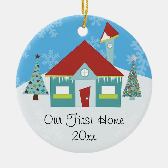 Our First Home Christmas Ceramic Ornament (Front)