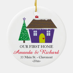 Our first home Christmas ornament - snowy house