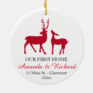 Our first home Christmas tree ornament, love deer Ceramic Ornament
