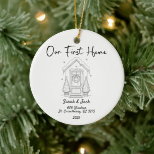 Our First Home Custom Year & Names Ceramic Ornament