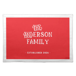 Our First Home Housewarming Typography Red White Cloth Placemat