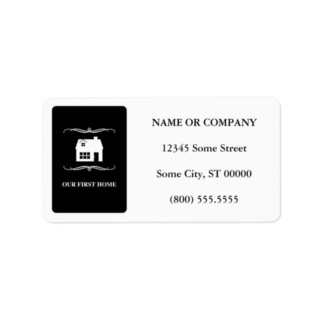 our first home (mod black and white) label (Front)