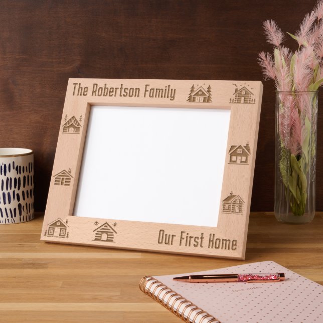 Our First Home New House Custom Family Name 10x8 Engraved Frames (Left)