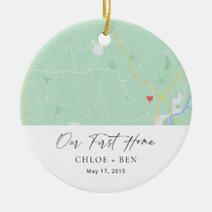 Our First Home Personalized Home Map Ceramic Ornament