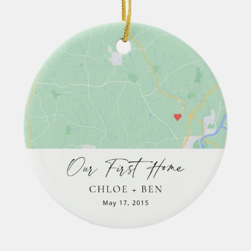 Our First Home Personalized Home Map Ceramic Ornament
