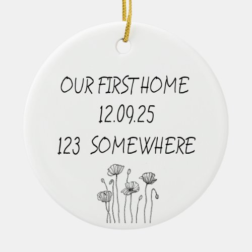 OUR FIRST HOME ROUND WHITE HANGING CERAMIC ORNAMENT