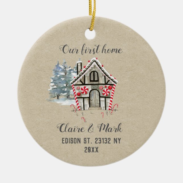Our first home rustic kraft Christmas ornament (Front)