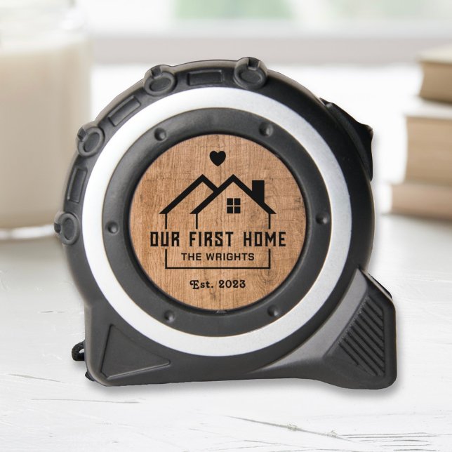 Our First Home Rustic Wood Custom Name Tape Measure (Creator Uploaded)