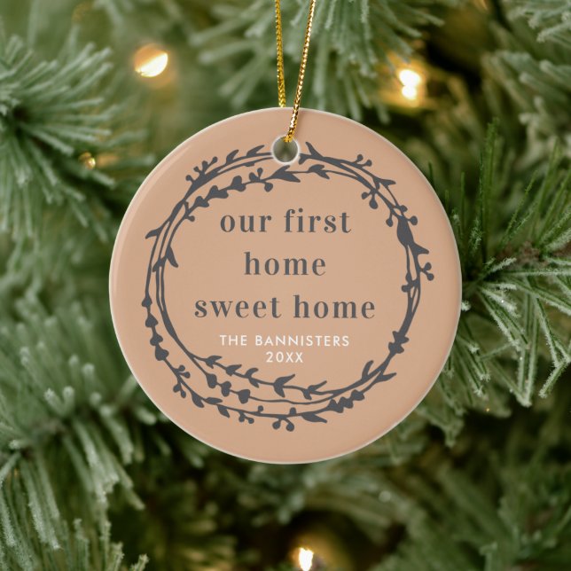 Our First Home Sweet Home Personalized New House Ceramic Ornament (Tree)