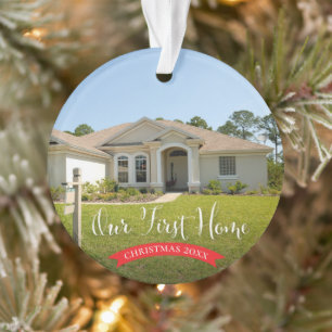 Our First Home with Photo and Year Christmas Ornament