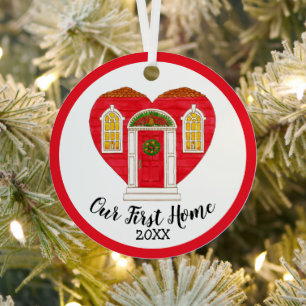 Our First Home Year Personalized Metal Ornament