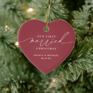 Our First Married Christmas Newlywed  Ceramic Ornament