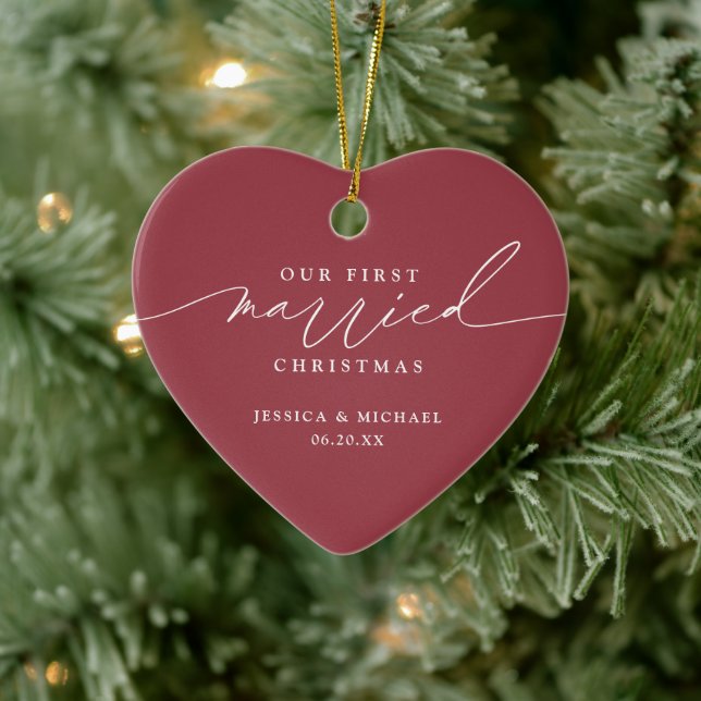 Our First Married Christmas Newlywed  Ceramic Ornament (Tree)