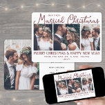 Our First Married Christmas Newlyweds 4 Photo Red Holiday Card<br><div class="desc">Send joyful holiday wishes as a new Mr. & Mrs! Celebrate marriage as newlyweds and share four of your favorite wedding pictures with a stylish custom photo collage "Our First Married Christmas" holiday card. All text on this template is simple to personalize to include any wording, such as Merry and...</div>