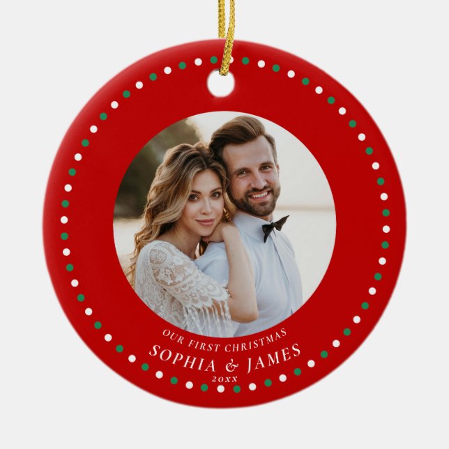 Our First Married Christmas Red Ornament (Front)