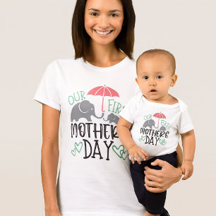 Our First Mother’s Day Elephant & Umbrella Baby T-Shirt