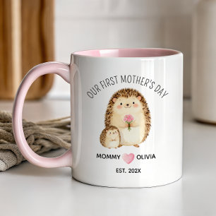 Our First Mother’s Day, Hedgehog Mom and Tiny Baby Mug