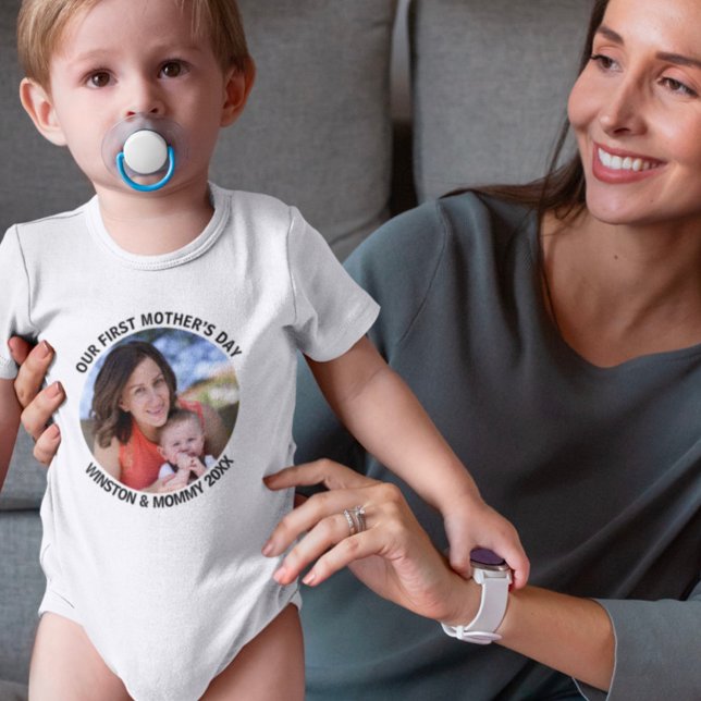 Our First Mother’s Day Mommy & Me Custom Photo Baby Bodysuit (Creator Uploaded)
