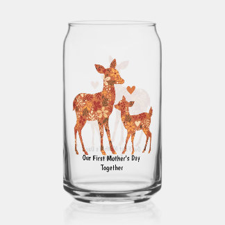 Our First Mother’s Day Together – Floral Deer Drin Can Glass