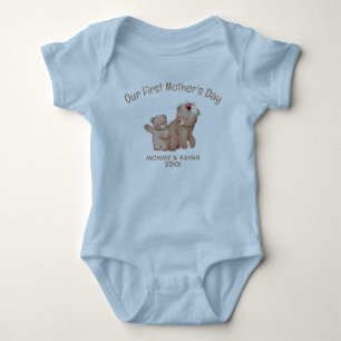 Our First Mother's Day, Baby Bear custom name Baby Bodysuit