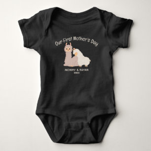 Our First Mother's Day, Baby Llamas custom name  Baby Bodysuit