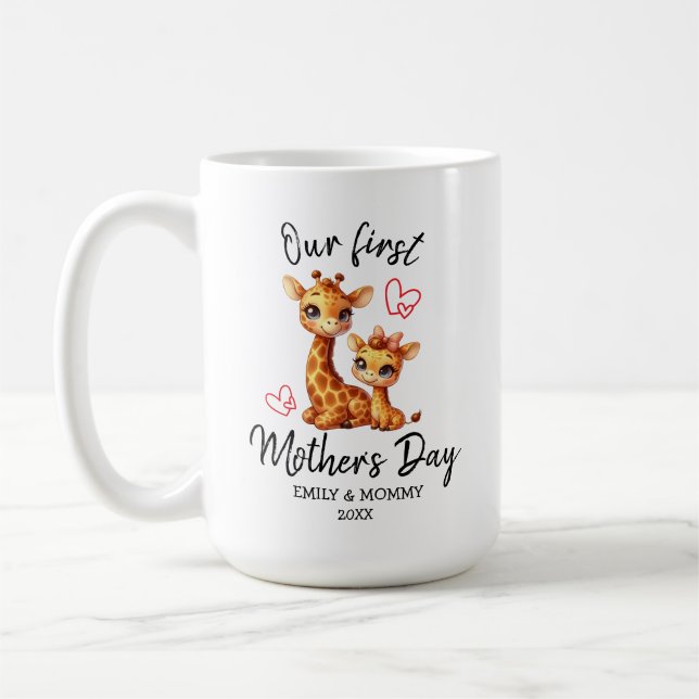 OUR FIRST MOTHER'S DAY BABY&MAMA GIRAFFE COFFEE MUG (Left)