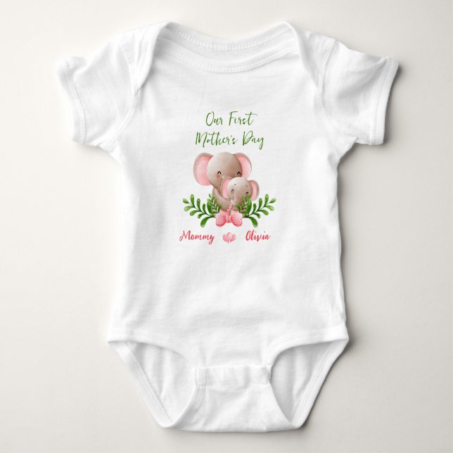 OUR FIRST MOTHER'S DAY - CUSTOMIZE IT  BABY BODYSUIT (Front)