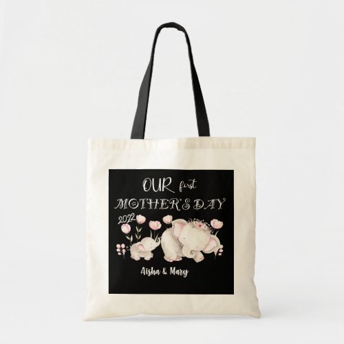 Our First Mothers Day Elephant Happy First Tote Bag
