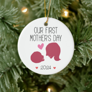 Our First Mothers Day First Time Mom Personalized  Ceramic Ornament