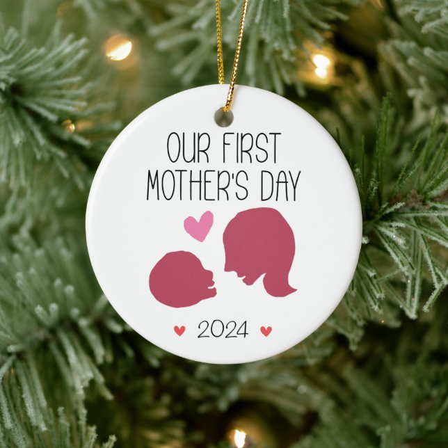 Our First Mothers Day First Time Mom Personalized  Ceramic Ornament (Tree)