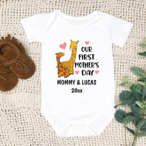 Our First Mother's Day Giraffe 2024 Baby Bodysuit
