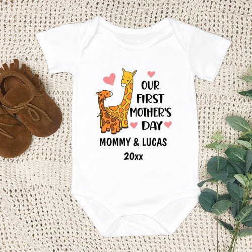Our First Mothers Day Giraffe 2024 Baby Bodysuit