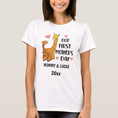 Our First Mothers Day Giraffe 2024 T_Shirt