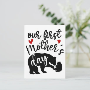 Our first Mothers Day Hearts Mama Bear Gift, 1/2 Postcard